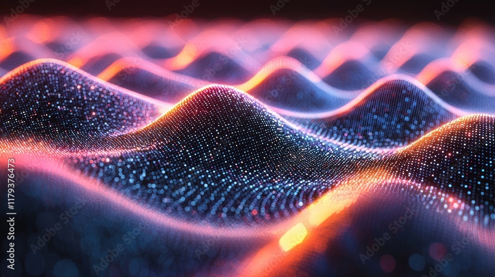 Poster abstract digital waves: a futuristic vision of data flow and network connections. explore the mesmer
