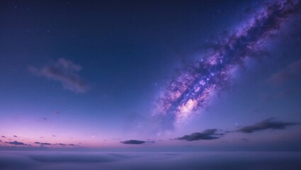 Fototapeta premium Beautiful night sky with a purple and blue milky way.