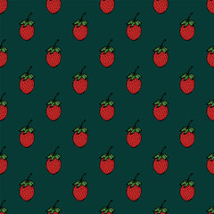 Seamless pattern with strawberry doodle for decorative print, wrapping paper, greeting cards, wallpaper and fabric
