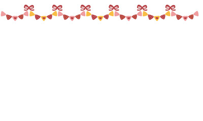 リボンとハート柄の旗のガーランド