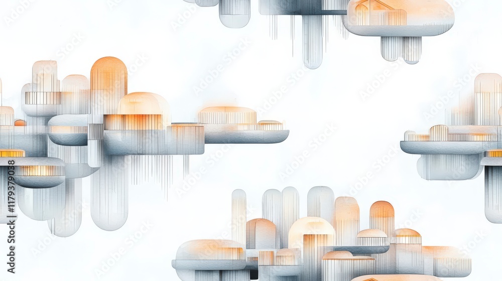 Poster abstract cloud composition with soft shapes and gradient colors for modern background design