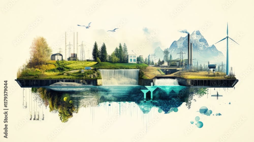 Poster a detailed comparison chart showing the advantages of hydroelectric power over fossil fuels and othe