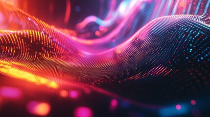 Vibrant Particle Wave: A Neon-Infused Abstract Artwork