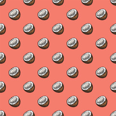 Seamless pattern with coconut doodle for decorative print, wrapping paper, greeting cards, wallpaper and fabric