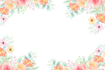 Watercolor flower frame background for design.