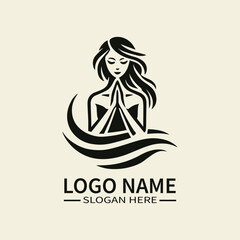 Praying Woman Logo Design, Woman in Prayer Logo, Spiritual Woman Logo, Faithful Woman Logo, Hopeful Woman Logo