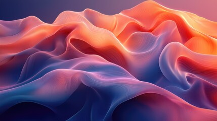 Obraz premium Abstract Flowing Waves: Dreamy Digital Art, Vibrant Colors, Serene Background, Peaceful Wallpaper, Ethereal Texture, Smooth Lines, Gradient, Dynamic Motion, Soft Curves, Mystical Design