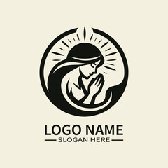 Praying Woman Logo Design, Woman in Prayer Logo, Spiritual Woman Logo, Faithful Woman Logo, Hopeful Woman Logo