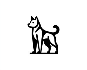 Dog Silhouette logo design vector illustration. Black and white dog logo template	