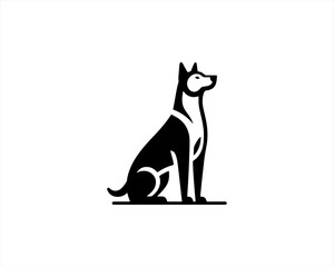 Dog Silhouette logo design vector illustration. Black and white dog logo template	
