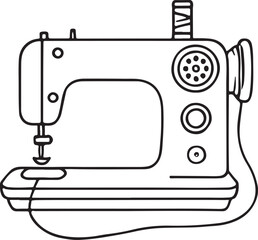 Vintage Sewing Machine Line Art Vector, Perfect for Crafts