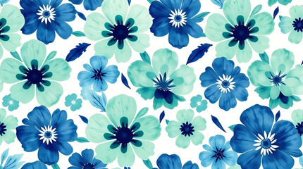 Obraz premium Retro-Inspired Seamless Floral Watercolor Pattern