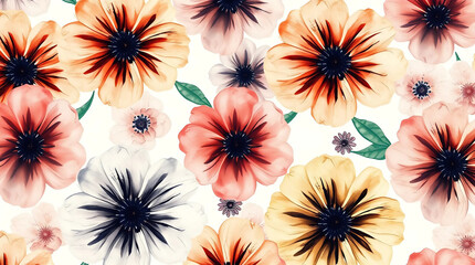 Colorful Watercolor Pattern. Modern Floral Art