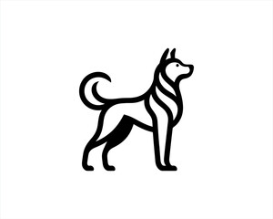 Dog Silhouette logo design vector illustration. Black and white dog logo template	