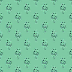 Seamless pattern with ice cream doodle for decorative print, wrapping paper, greeting cards, wallpaper and fabric