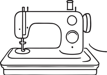 Vintage Sewing Machine Line Art Vector, Perfect for Crafts