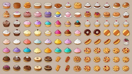 A large group of food items