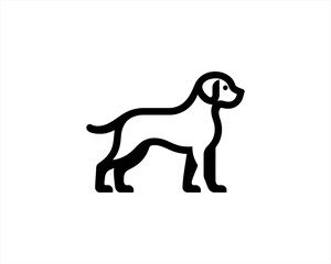 Dog Silhouette logo design vector illustration. Black and white dog logo template	