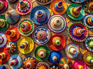 Colorful Colombian Sombreros from Above: Drone Photography of Vibrant Traditional Hats