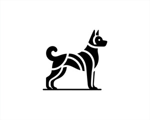 Dog Silhouette logo design vector illustration. Black and white dog logo template	