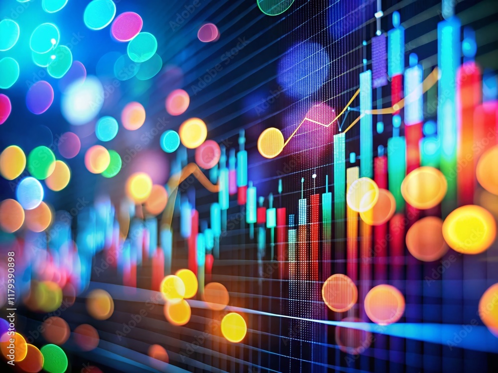 Poster colorful data visualization: bokeh charts & graphs on dark background