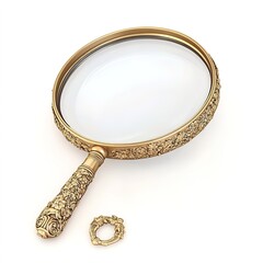 3D Render of a Magnifying Glass in Isometric View, Isolated on White Background. Detailed and Clear Lens with a Sleek Handle, Symbolizing Focus, Examination, and Precision.