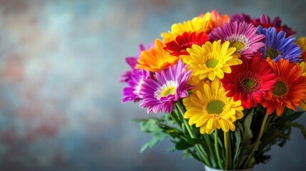 Colorful Bouquet of Gerbera Daisies with Blurred Background