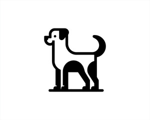 Silhouette Dog logo design icon symbol vector illustration. Black and white dog logo