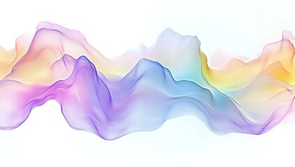 Abstract Colorful Waves Flowing Seamlessly Across White Background, Creating a Serene and Dreamlike Visual Masterpiece.