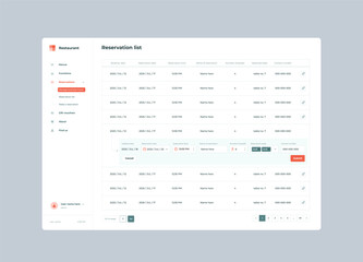 Restaurant booking UI design template