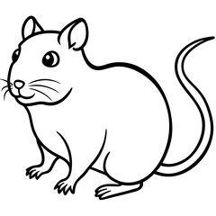 Cute  Line Art Gerbil Silhouette Black Vector Illustration