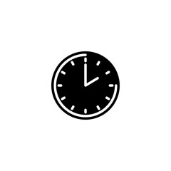 Minimalist Black and White Clock Icon with Classic Round Design

