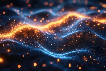 abstract quantum network visualization with glowing digital neural pathways and interconnected nodes in deep blue space, featuring advanced ai technology elements