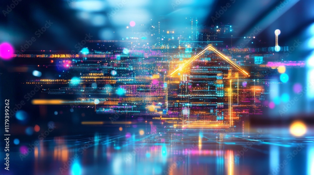 Poster futuristic school environment utilizing blockchain technology for secure identities and learning