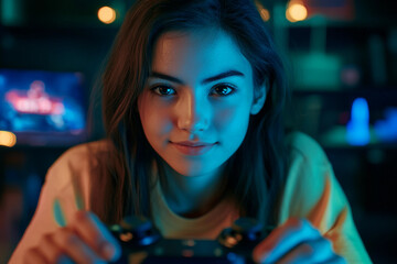 Gamer Immersed in Video Game with Headphones Highlighting Esports and Online Gaming Competition Generative AI