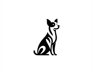 Silhouette Dog logo design icon symbol vector illustration. Black and white dog logo