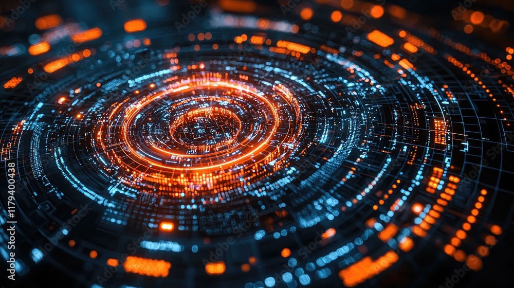 Poster abstract futuristic technology background: digital network, data flow, and cyberpunk style. a mesmer