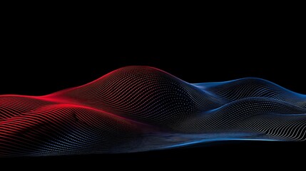 Abstract red and blue digital waves on black background
