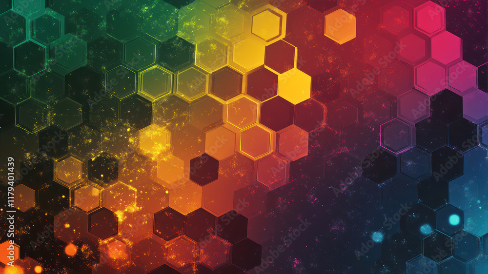 Aufkleber colorful textured hexagonal pattern featuring vibrant gradients in a dynamic arrangement across the 