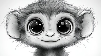 Obraz premium Adorable cartoon monkey with big eyes. (1)