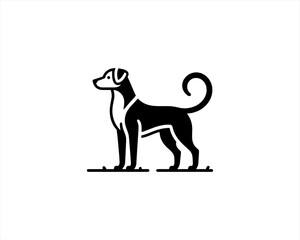 Silhouette Dog logo design icon symbol vector illustration. Black and white dog logo