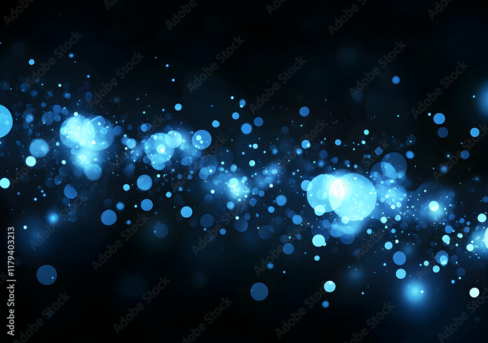 Aufkleber abstract captivating blue light bokeh pattern against a dark background in a modern style