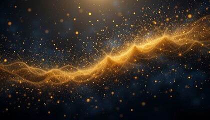 Golden particles wave abstract background design