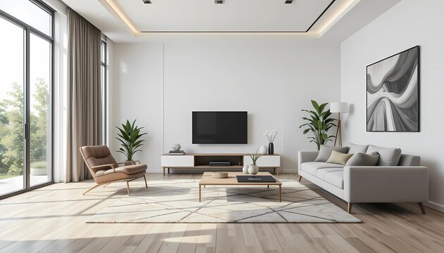 Contemporary Living Room Interior With Clean Lines and Minimal D&eacute;cor
