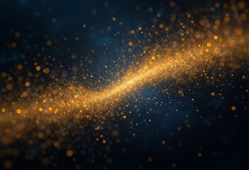 Golden Dust Trail Across Dark Blue Background