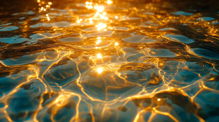 Fototapeta premium A rippling water surface texture, clear and reflective, with sunlight .