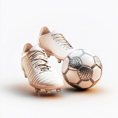 Elegant White Soccer Cleats and Ball: A Still Life of Sport