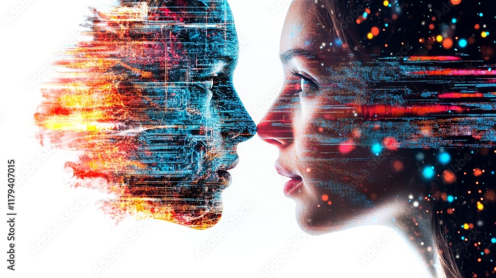 Poster visual representation of ai-powered identity with neural network imagery