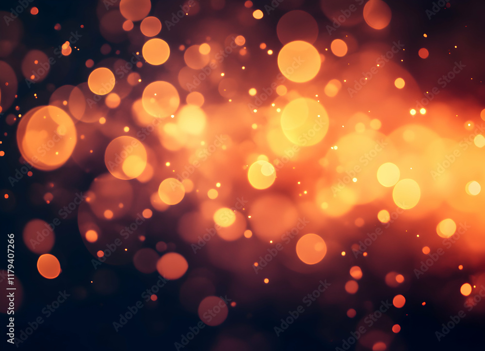 Aufkleber abstract bokeh lights with warm orange and red hues creating a vibrant glowing pattern