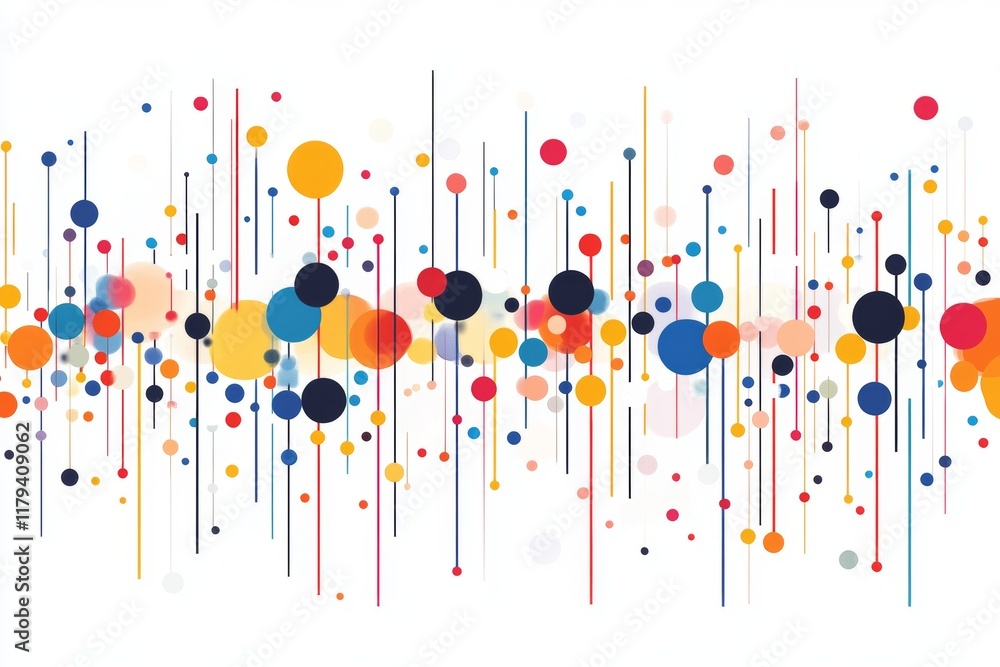 Poster a colorful abstract design with black and red lines and yellow and blue lines